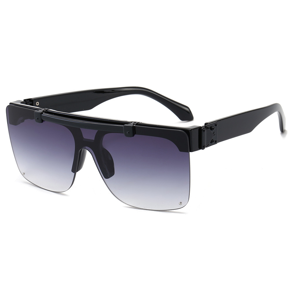 Punk Glasses Fashion Sunglasses European and American Rimless Printing Sunglasses Sunglasses Flip Sunglasses for Women 2021 New