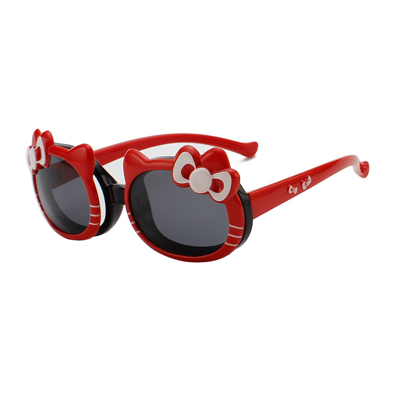 Children&#039;s Polarized Sunglasses Bow Flip Cute Cartoon Cat Children&#039;s Sunglasses UV Protection New Glasses