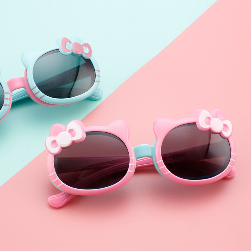 Children&#039;s Polarized Sunglasses Bow Flip Cute Cartoon Cat Children&#039;s Sunglasses UV Protection New Glasses