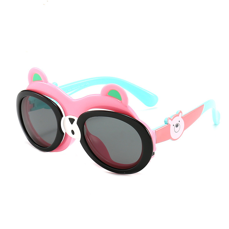 Flip Children&#039;s Polarized Sunglasses Silicone Boys and Girls Cute Small Fan Bear Glasses UV Protection Sunglasses Baby