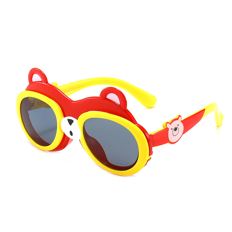 Flip Children&#039;s Polarized Sunglasses Silicone Boys and Girls Cute Small Fan Bear Glasses UV Protection Sunglasses Baby