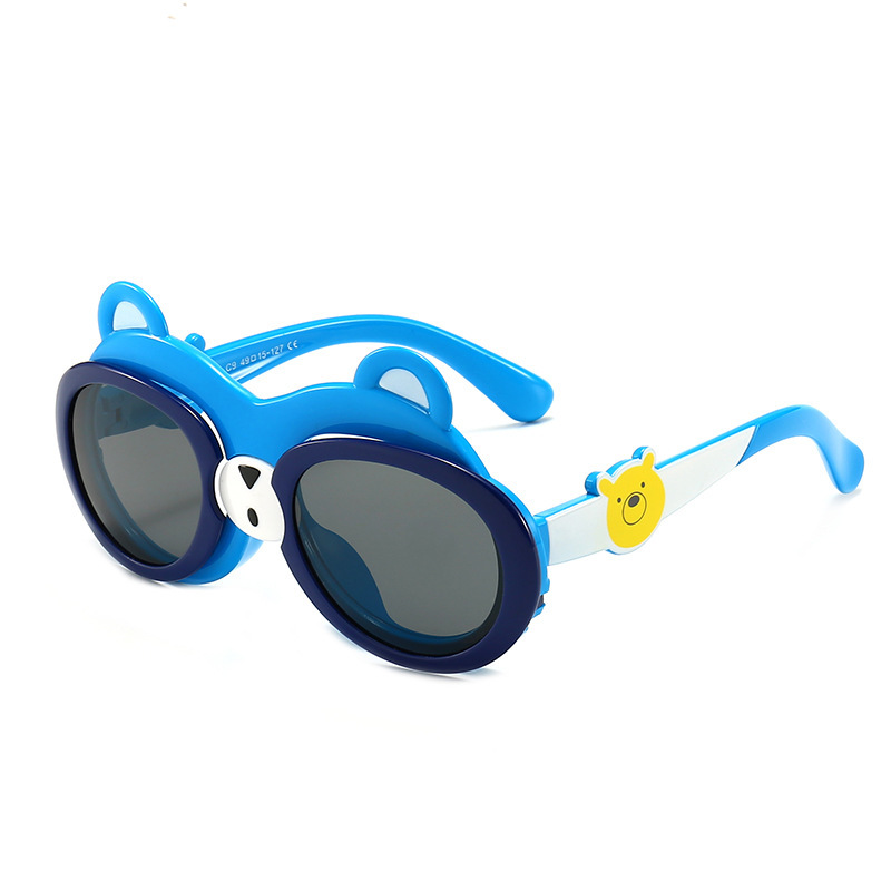 Flip Children&#039;s Polarized Sunglasses Silicone Boys and Girls Cute Small Fan Bear Glasses UV Protection Sunglasses Baby