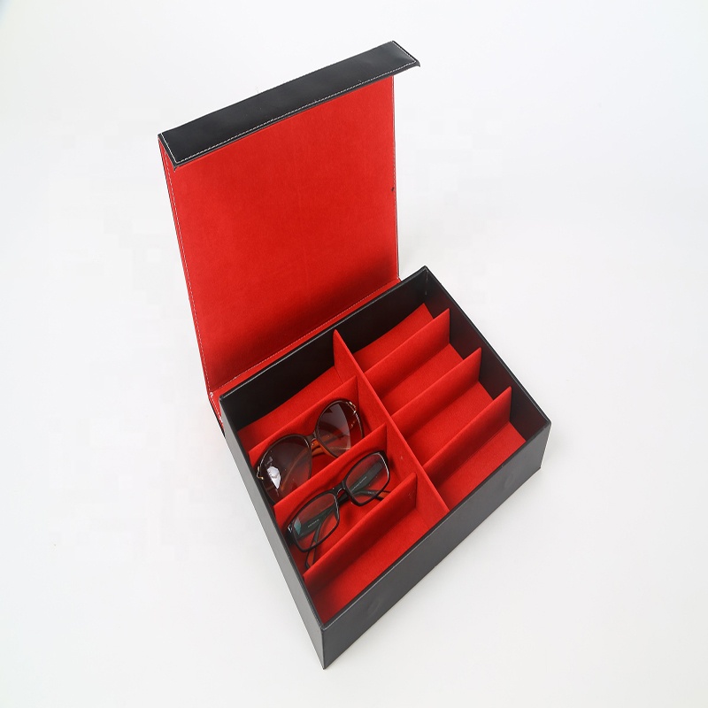 Leather flip receive a case 8 pcs glasses sunglasses show bo