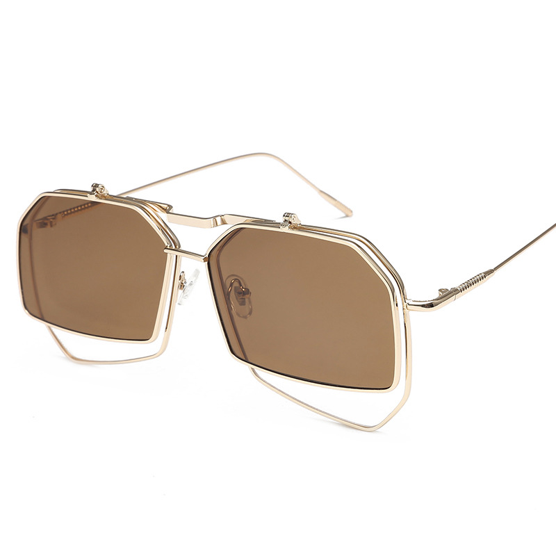 Flip Glasses Flip Sunglasses Clamshell Sunglasses Men&#039;s and Women&#039;s Trendy Large Frame Aviator Glasses