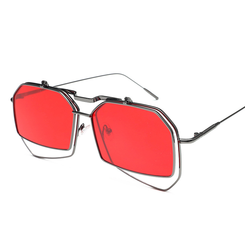 Flip Glasses Flip Sunglasses Clamshell Sunglasses Men&#039;s and Women&#039;s Trendy Large Frame Aviator Glasses