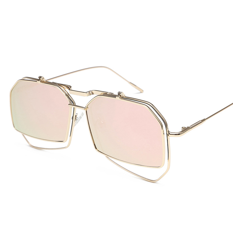 Flip Glasses Flip Sunglasses Clamshell Sunglasses Men&#039;s and Women&#039;s Trendy Large Frame Aviator Glasses