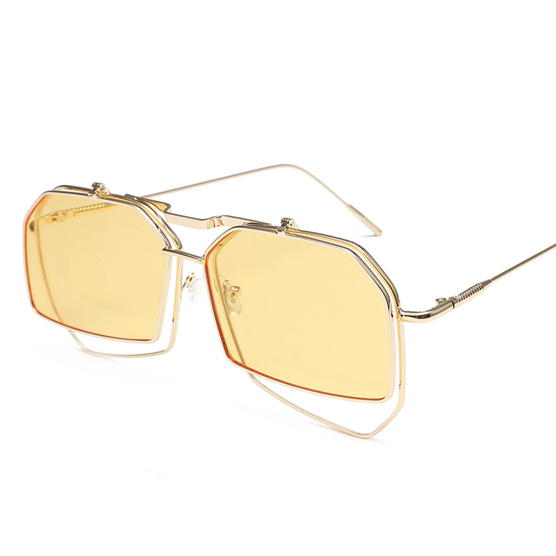 Flip Glasses Flip Sunglasses Clamshell Sunglasses Men&#039;s and Women&#039;s Trendy Large Frame Aviator Glasses