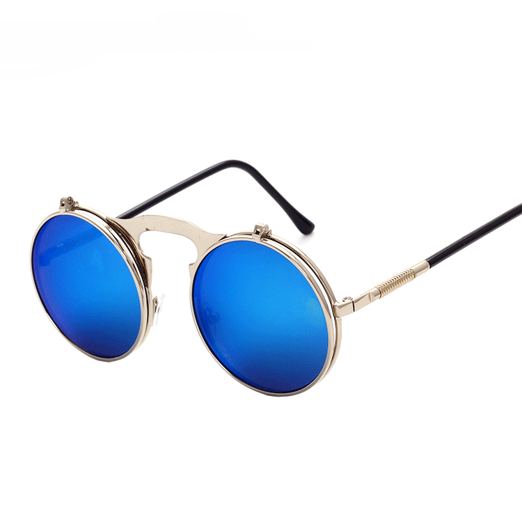 Steampunk Flip Sunglasses Clamshell Sunglasses for Men and Women Trendy Glasses round Frame Prince Glasses Flip Glasses