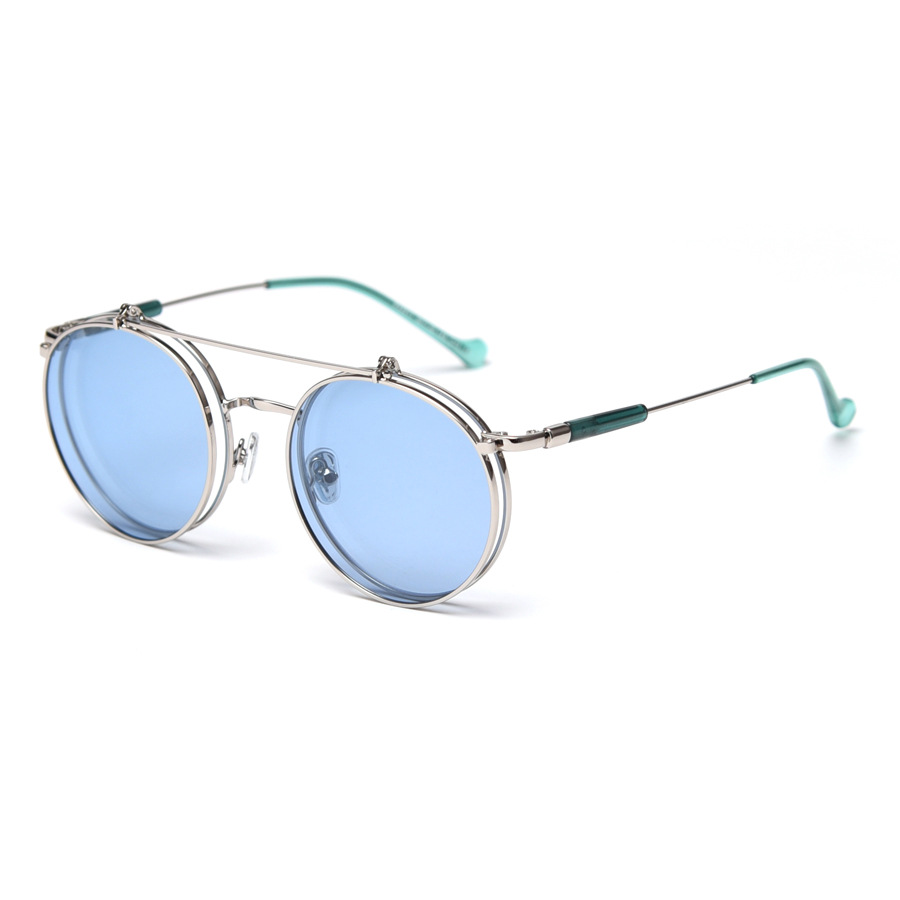 Flip Glasses  Style Flip round Frame Polarized Sunglasses Men and Women Trendy Racket Fashionable Plain Glasses