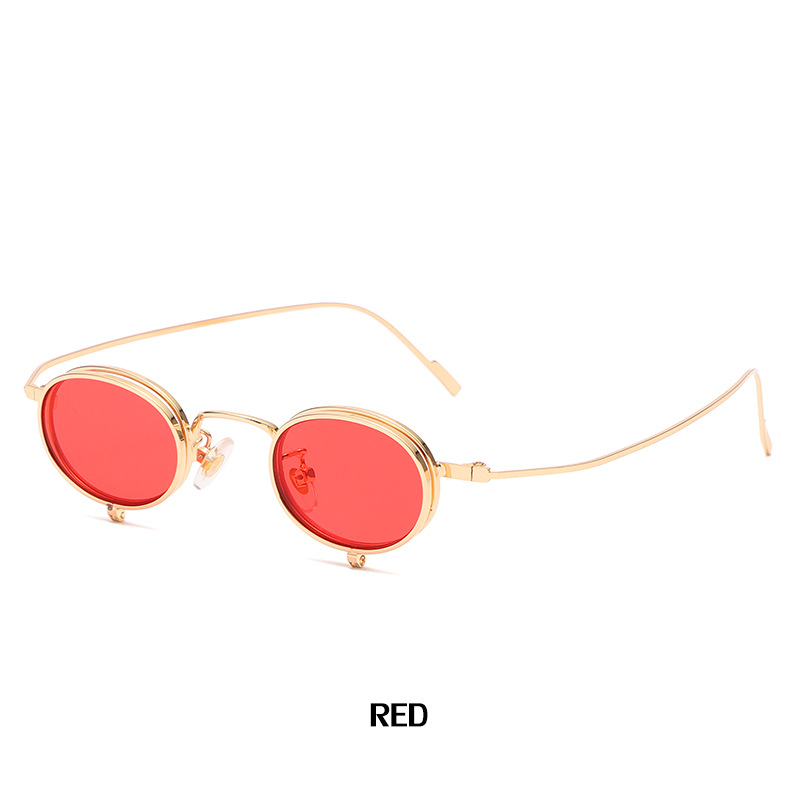 Flip Glasses Frame Sunglasses Men&#039;s Personalized Hip Hop round Frame Clamshell Sunglasses Women&#039;s Fashion Shades