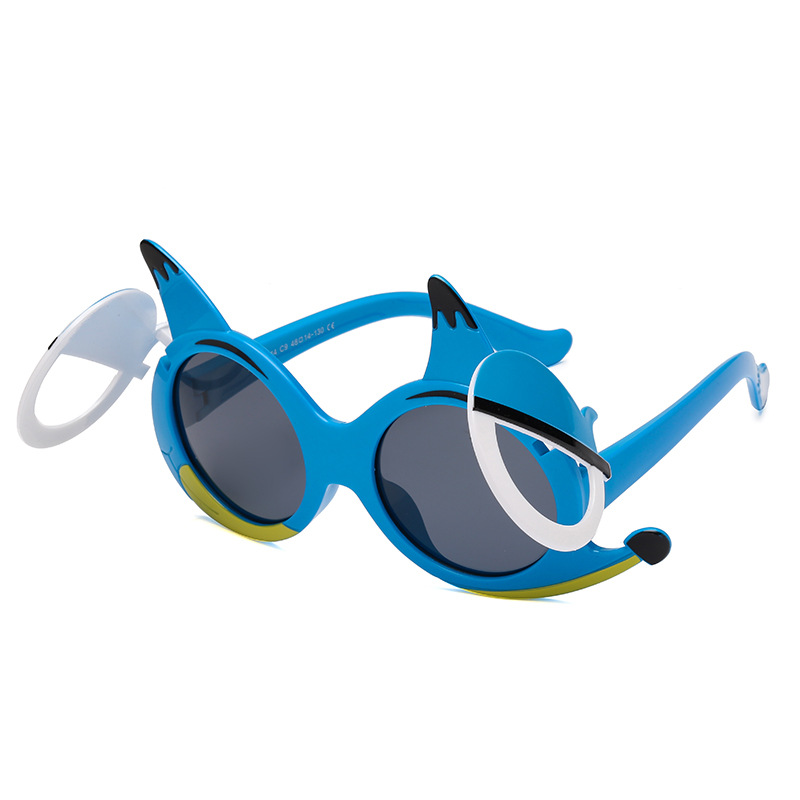 Flip Glasses 2021 New Fashion Cartoon Fox Flip Children&#039;s Sunglasses Outdoor UV-Proof Polarized Silicone Sunglasses