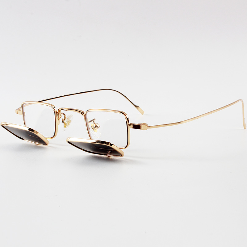Flip Glasses  Sunglasses Small Square Box Personality Fashion Runway Photography Foreign Trade Sunglasses