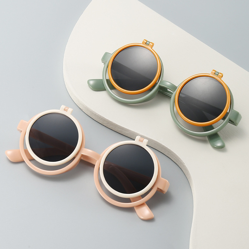 Flip Glasses  Sunglasses Fashion Flip Trendy Kids&#039; Sunglasses round Frame Color Matching Super Cute Glasses Wholesale