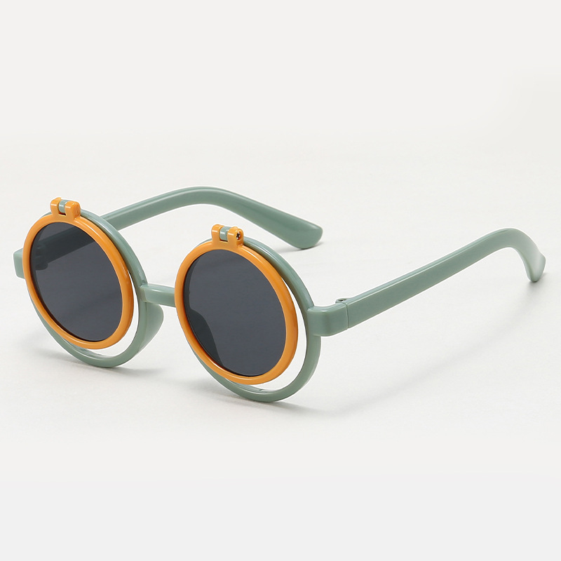 Flip Glasses  Sunglasses Fashion Flip Trendy Kids&#039; Sunglasses round Frame Color Matching Super Cute Glasses Wholesale