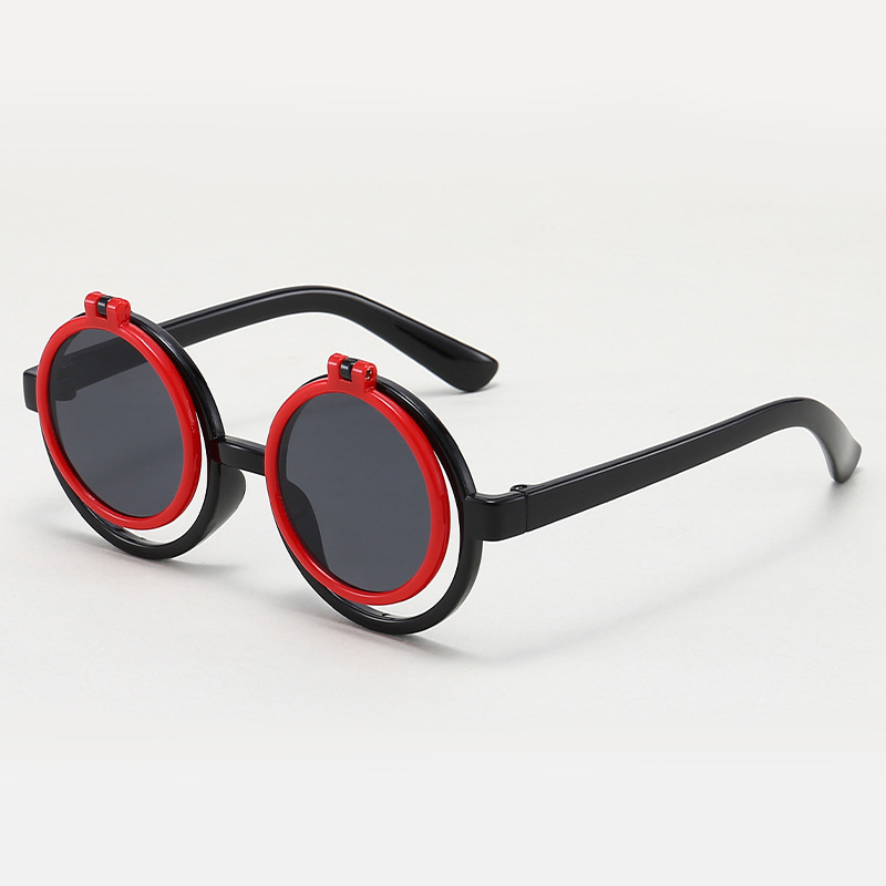 Flip Glasses  Sunglasses Fashion Flip Trendy Kids&#039; Sunglasses round Frame Color Matching Super Cute Glasses Wholesale