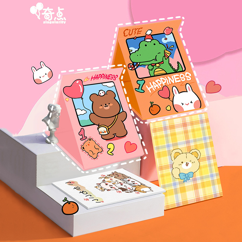 Stall Paper Folding Makeup Mirror Cartoon Portable Portable Folding Mirror Desktop Desktop Dormitory Dressing Mirror