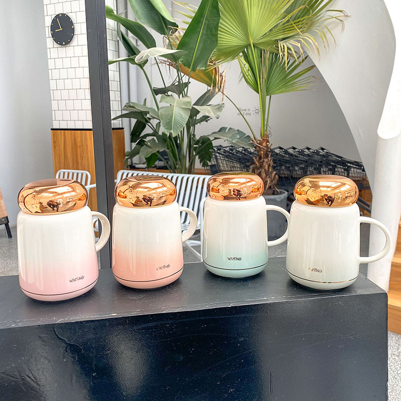Mirror Car Audio Equipment Cover Insulation Ceramic Cup Net Red Ins Business Tea Flower Tea Cup Student Gift Cup