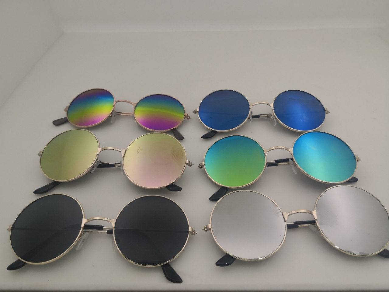 Kids Sunglasses Male and Female Baby round Sunglasses Frog Mirror Color Film Reflective Sunglasses,