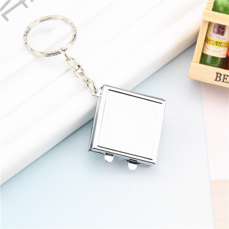 Mini Korean Style Metal Makeup Mirror Double-Sided Folding Mirror Small round Mirror Mirror DIY Key Pendant Buckle Set