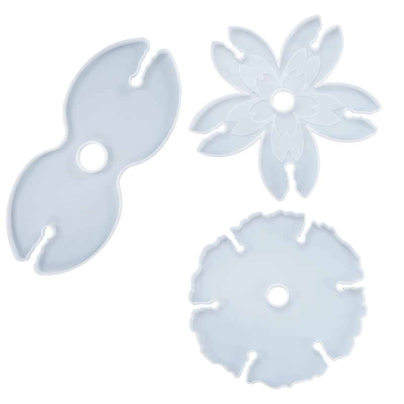 Yumei DIY Epoxy Mold Wine Tray Wine Glass Holder Cherry Blossom Irregular Coaster Mirror Silicone Mold