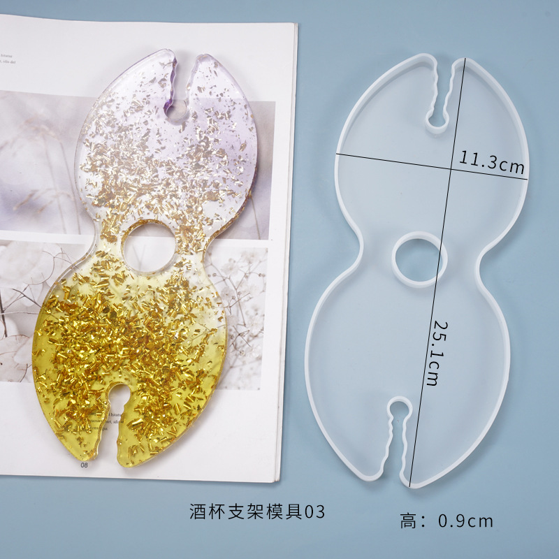 Yumei DIY Epoxy Mold Wine Tray Wine Glass Holder Cherry Blossom Irregular Coaster Mirror Silicone Mold