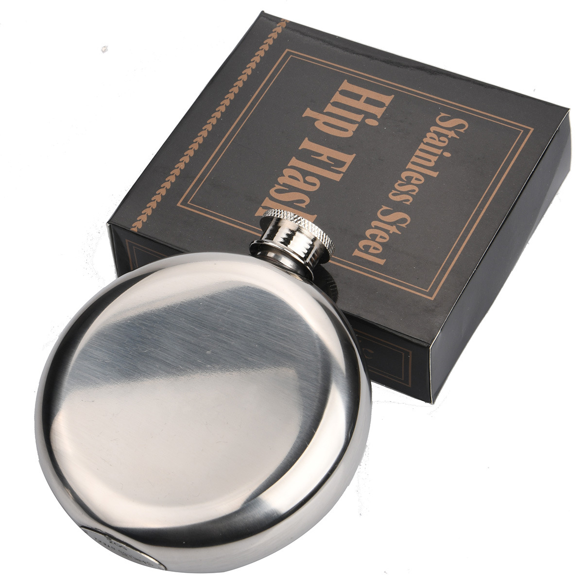 5 Oz Mirror Glossy Wine Pot Men&#039;s Portable Stainless Steel round Wine Pot 95G