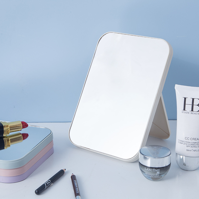 Large HD Makeup Mirror Desktop Simple Cosmetic Mirror Square Princess Mirror Foldable and Portable Cosmetic Mirror