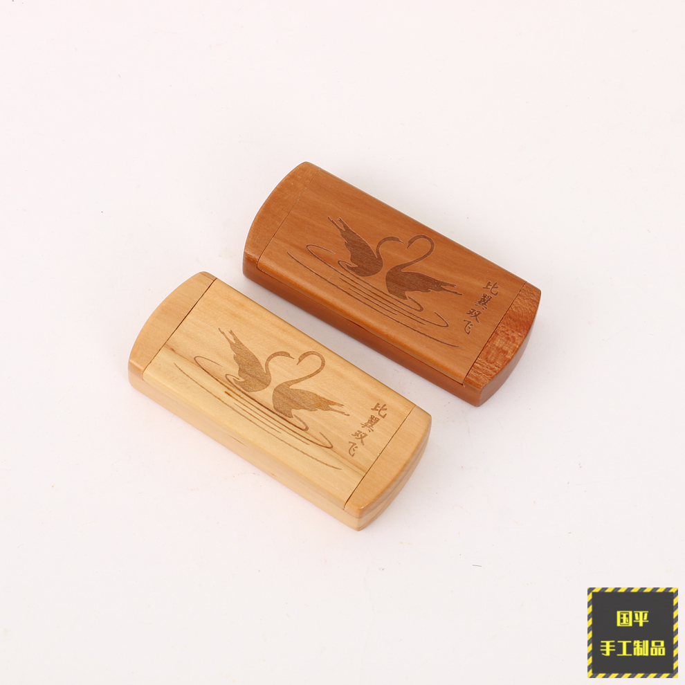 Peach Wood Folding Mirror Carding Mirror Case Mini Small Comb Portable Multifunctional Makeup Mirror Pattern Random