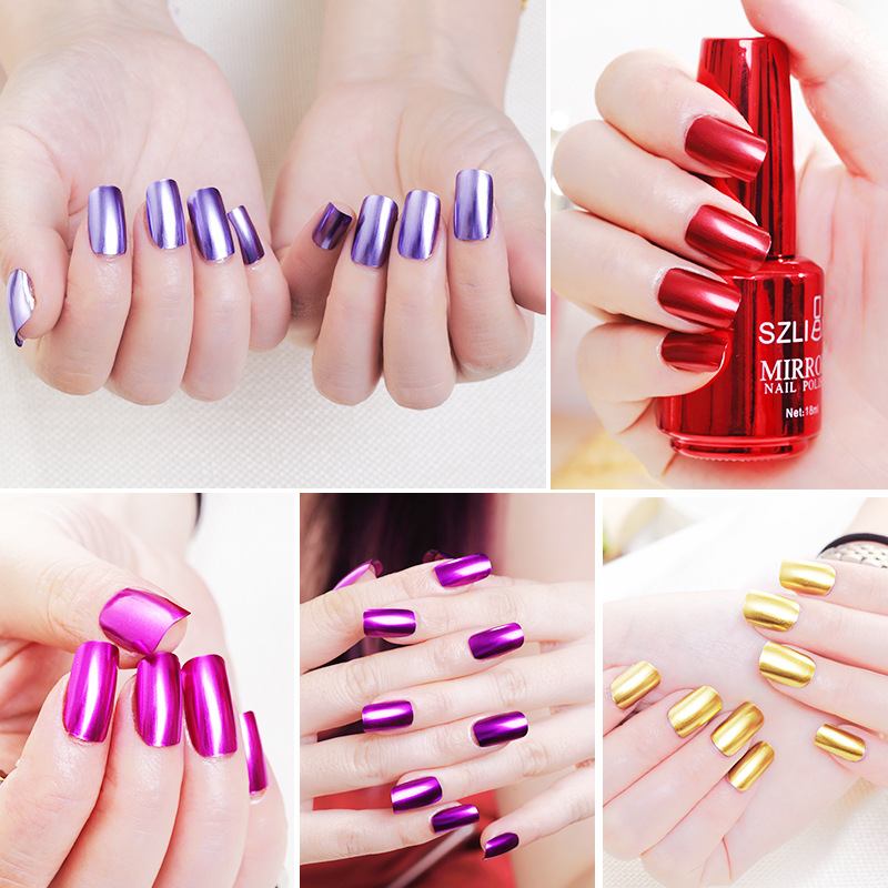 CrossBorder 2021 New Style Silver Mirror Nail Polish 16 Colors NonPeelable Metallic Nail Polish Foreign Trade
