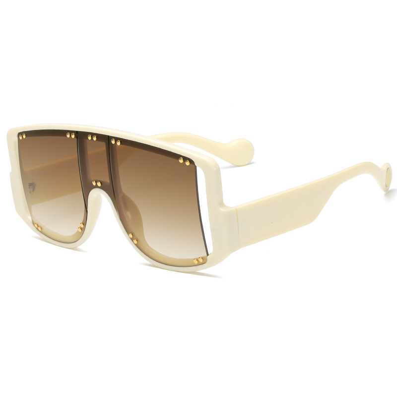 New One-Piece Rivet Sunglasses Large Frame European and American Fashion &amp; Trend Sunglasses Women&#039;s Retro Glasses 2801