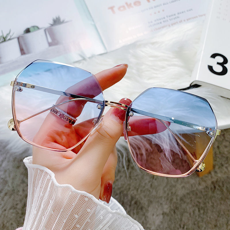 2021 New Style Irregular Polygon Sunglasses Gradient Rimless