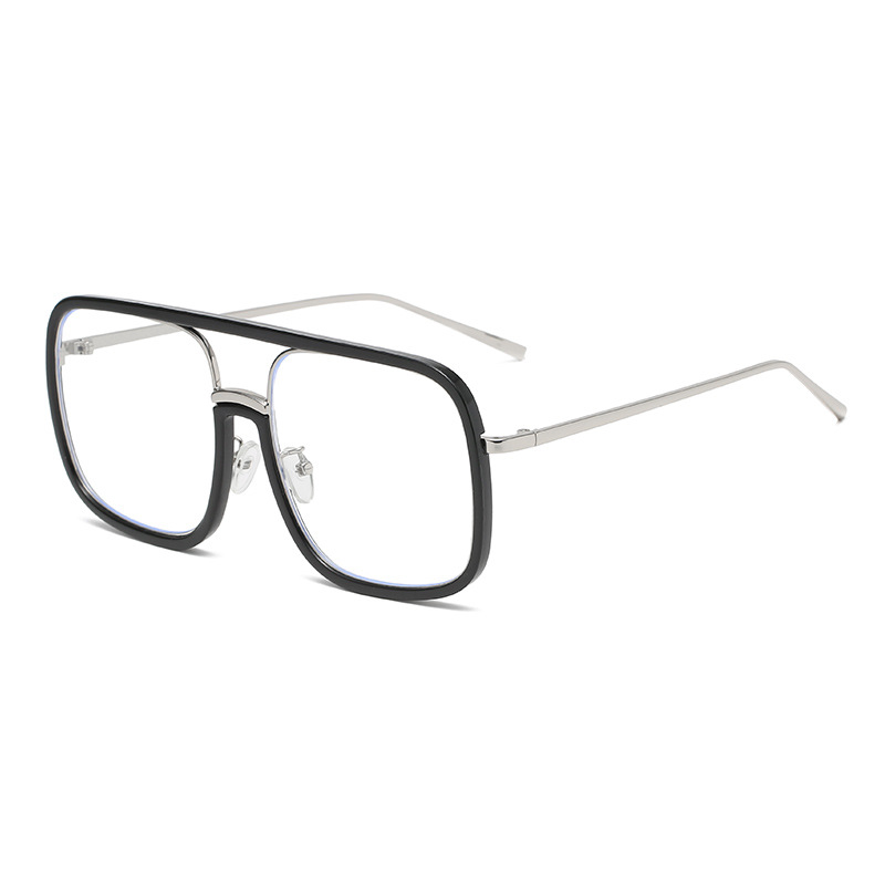 New Anti-Blue Light Frame Glasses Metal Glasses Square Frame Plain Glasses Plain Sunglasses for a Slim Look Female with Myopic Glasses Option
