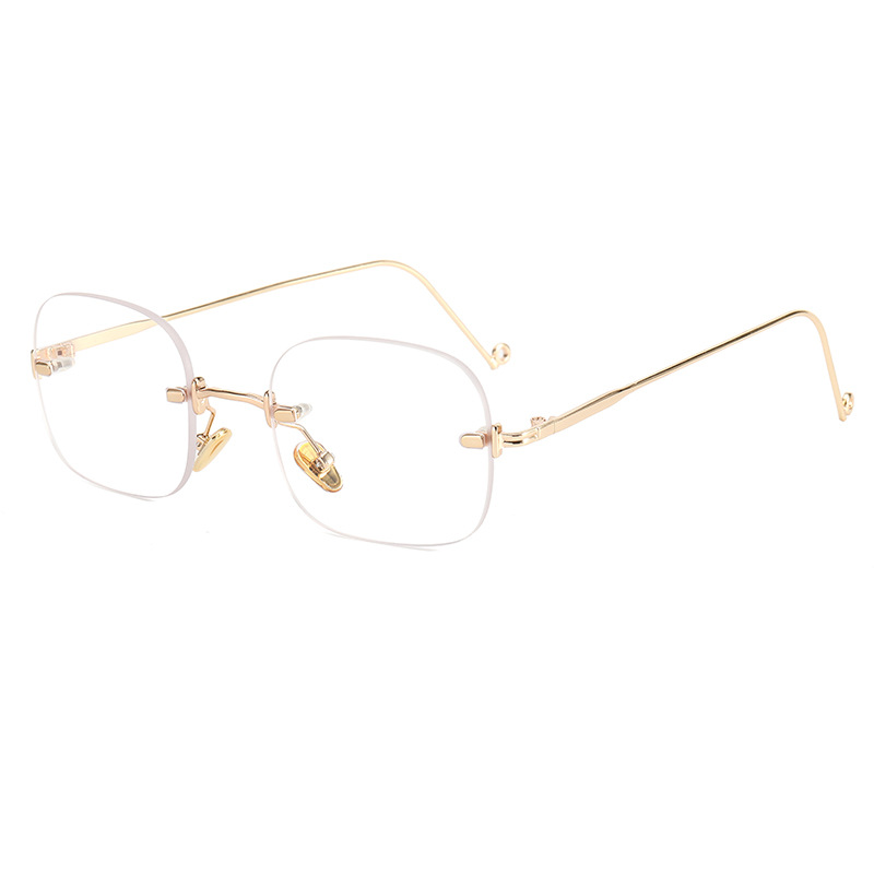 Jennie Similar Glasses Vintage Sunglasses Female Anti-Blue Light Frameless Plain Glasses with Myopia Glasses Option Internet-Famous Sunglasses