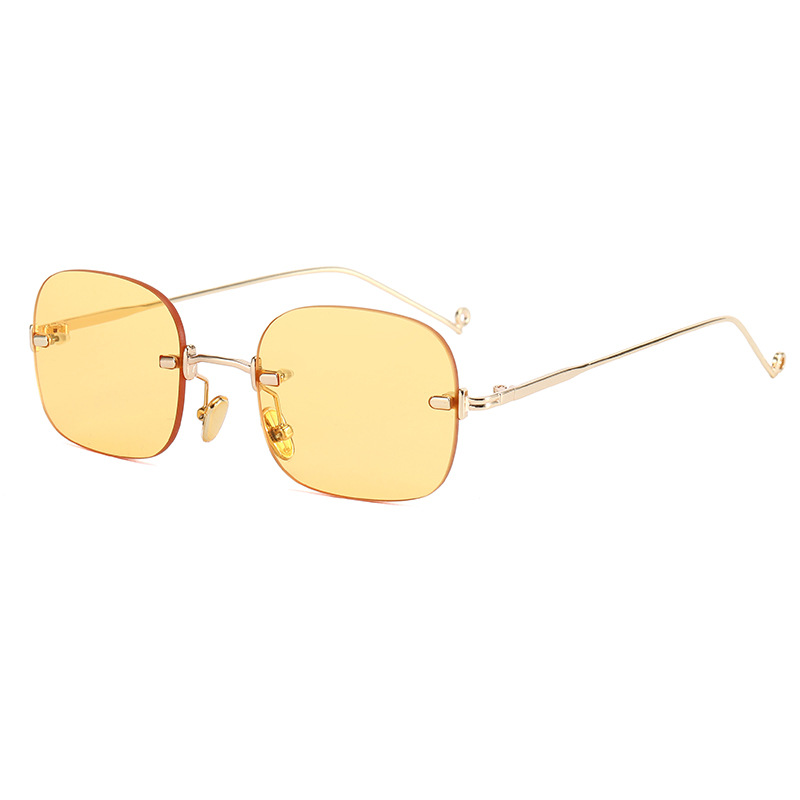 Jennie Similar Glasses Vintage Sunglasses Female Anti-Blue Light Frameless Plain Glasses with Myopia Glasses Option Internet-Famous Sunglasses