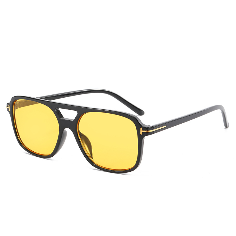 2021 Cross-Border New Arrival T Shape Fashion Large Rim Double Beam Sunglasses Women European and American to Make Big Face Thin-Looked Driving Sunglasses Men