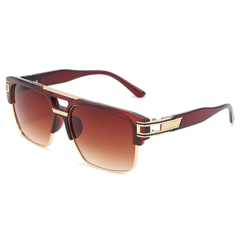 Cross-Border Fashion Hinge Outdoor Anti-Blue Light Plain Sunglasses Men&#039;s and Women&#039;s Big Face Box Retro Fashion Sunglasses