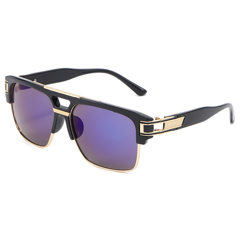 Cross-Border Fashion Hinge Outdoor Anti-Blue Light Plain Sunglasses Men&#039;s and Women&#039;s Big Face Box Retro Fashion Sunglasses