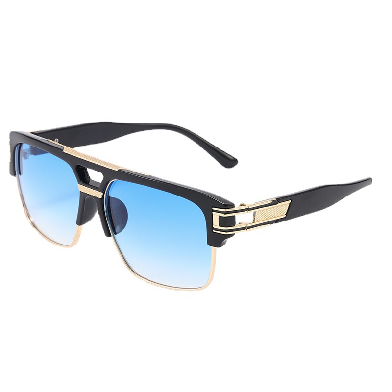 Cross-Border Fashion Hinge Outdoor Anti-Blue Light Plain Sunglasses Men&#039;s and Women&#039;s Big Face Box Retro Fashion Sunglasses