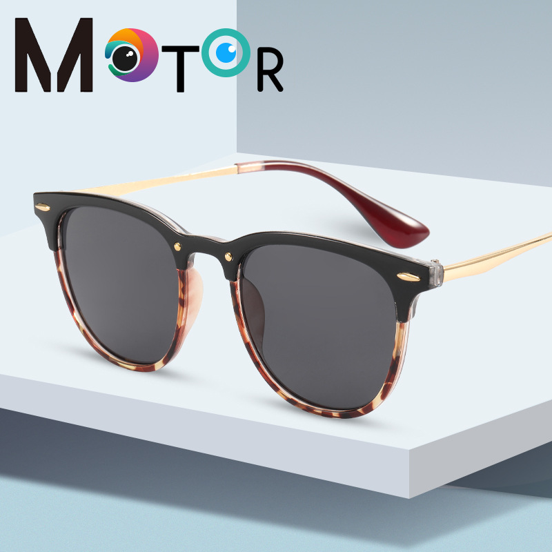 Cross-Border New Arrival Fashion Vintage round Frame Sunglasses Men&#039;s Trendy Sunglasses UV-Proof Outdoor Pilot Glasses