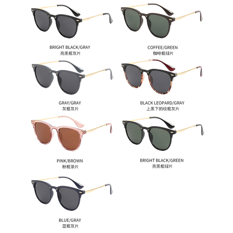 Cross-Border New Arrival Fashion Vintage round Frame Sunglasses Men&#039;s Trendy Sunglasses UV-Proof Outdoor Pilot Glasses