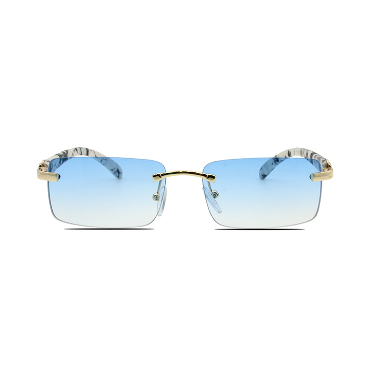 Classic Retro Designer Style Sunglasses Fashion Custom Rimless Buffalo Horn Sunglasses
