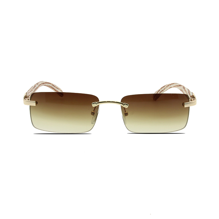 Classic Retro Designer Style Sunglasses Fashion Custom Rimless Buffalo Horn Sunglasses