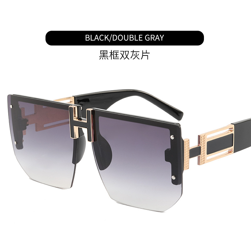 Semi-Rimless Sunglasses Women&#039;s 2021 New UV Protection Sunscreen Driving Sunglasses Men&#039;s Square Frame Riding Sunglasses