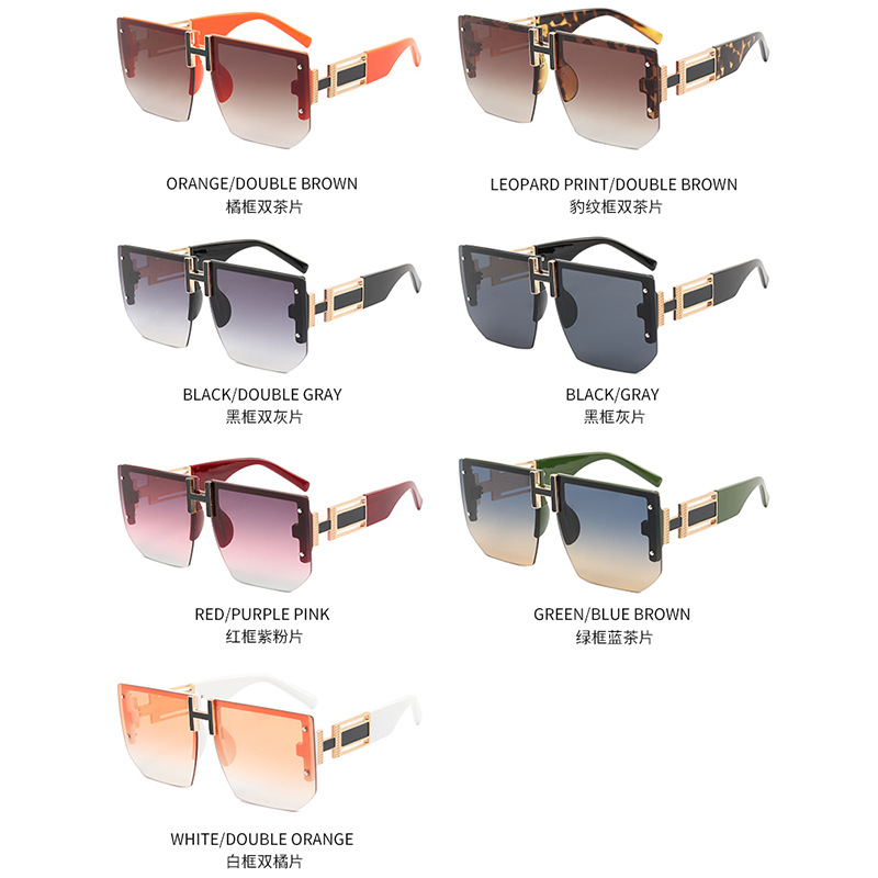 Semi-Rimless Sunglasses Women&#039;s 2021 New UV Protection Sunscreen Driving Sunglasses Men&#039;s Square Frame Riding Sunglasses