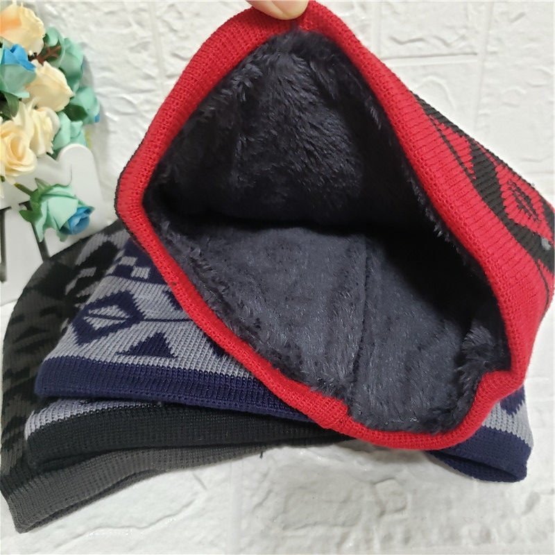 Men&#039;s Hat Winter Warm Knitted Hat Men&#039;s Winter Ear Protection Cotton-Padded Cap Students Korean Casual Fashion Woolen Hat Thickened