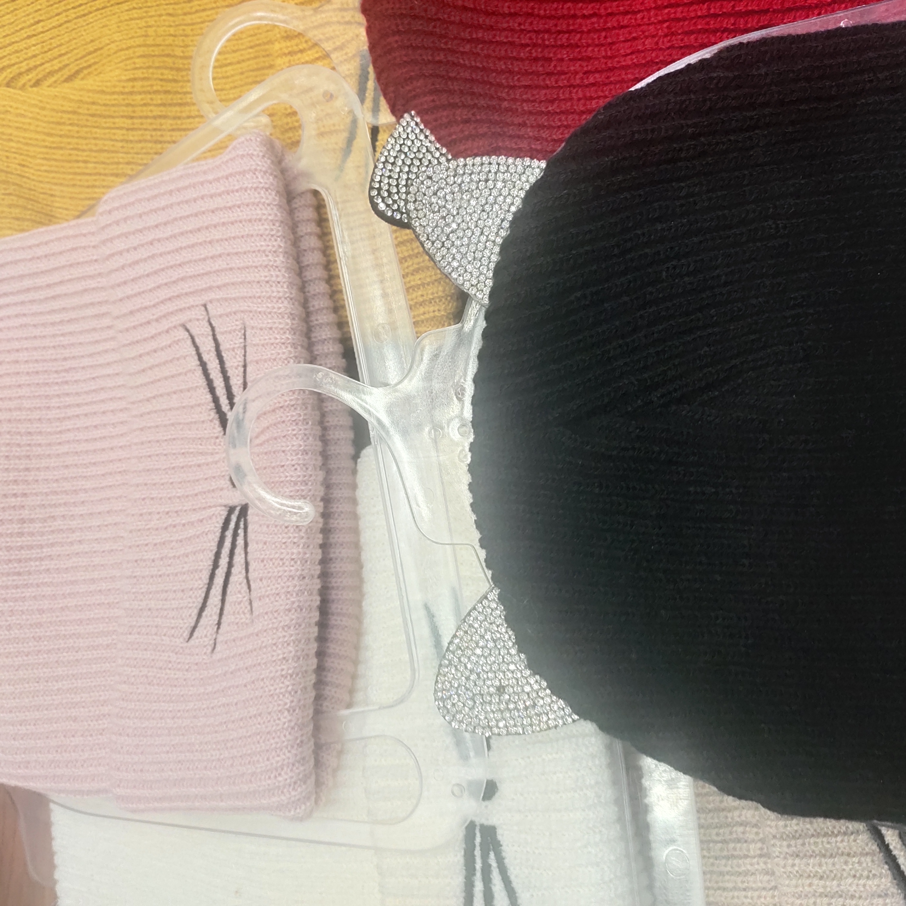 2021 New Embroidered Cat Warm Knitted Hat Sleeve Cap Woolen Cap