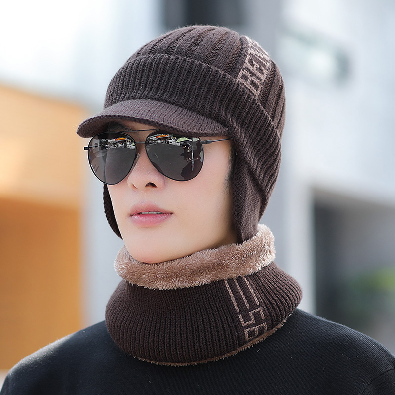 Hat Men&#039;s Winter Woolen Cap Middle-Aged and Elderly Autumn and Winter Korean Style Fashionable Fleece-Lined Thickened Winter Warm Ear Protection Knitted Hat
