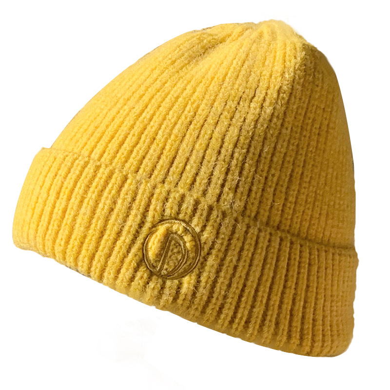 Hat Female Autumn and Winter Simple Letter Woolen Cap Student Couple Outdoor Keep Warm Pullover Knitting Cold Hat Male Fashion