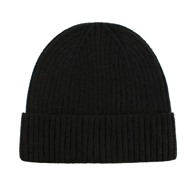 2021 New Autumn and Winter Outdoor Solid Color Pullover Flanging Wool Small Hat Dome Knitted Hat Factory Wholesale Customization
