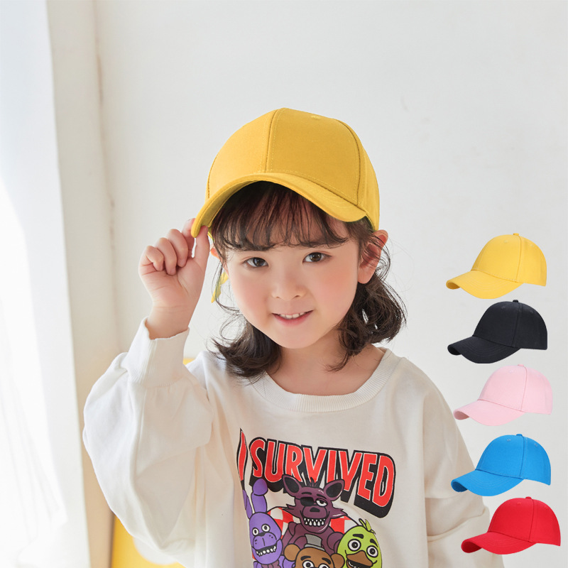 Children&#039;s Cotton Baseball Cap 54 Yards Middle Children&#039;s Peaked Cap Custom Logo Outdoor Leisure Fashion Sun Hat Yellow Cap